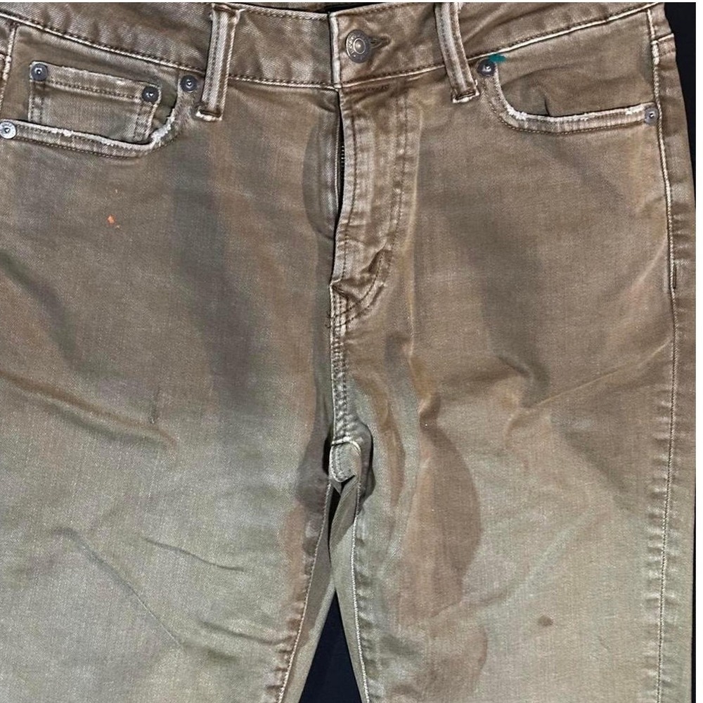American Eagle Mens Slim Straight Jeans Olive Brown 30x30 Stretch Khaki Pants